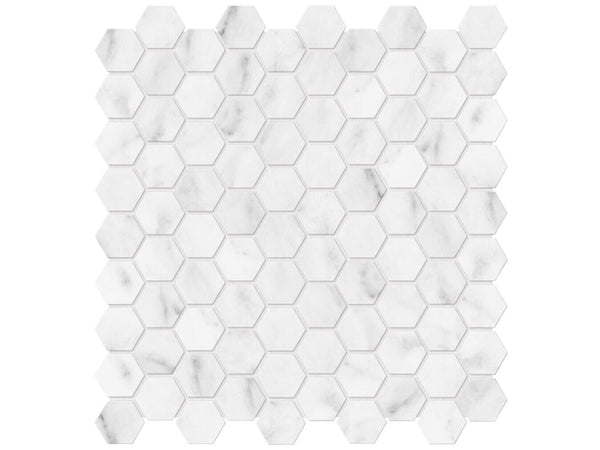 Anatolia 1.25 in (3.2 cm) Hexagon Bianco Venatino Polished Marble Mosaic