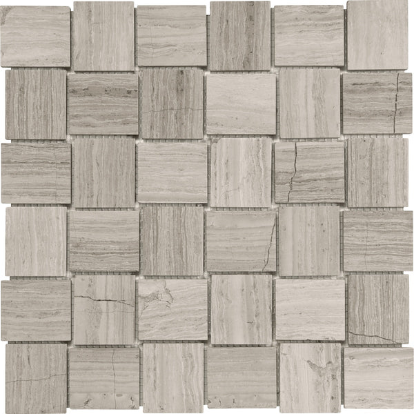 Anatolia 2 x 2 in Basketweave (5 x 5 cm) Strada Mist Honed Limestone Mosaic
