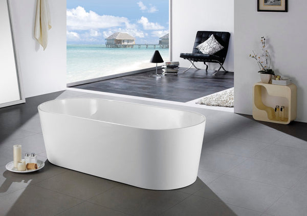 KubeBath Ovale 67'' White Free Standing Bathtub