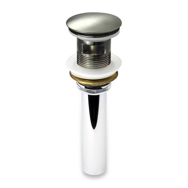 KubeBath Solid Brass Construction Pop-Up Drain With Overflow - Brushed Nickel