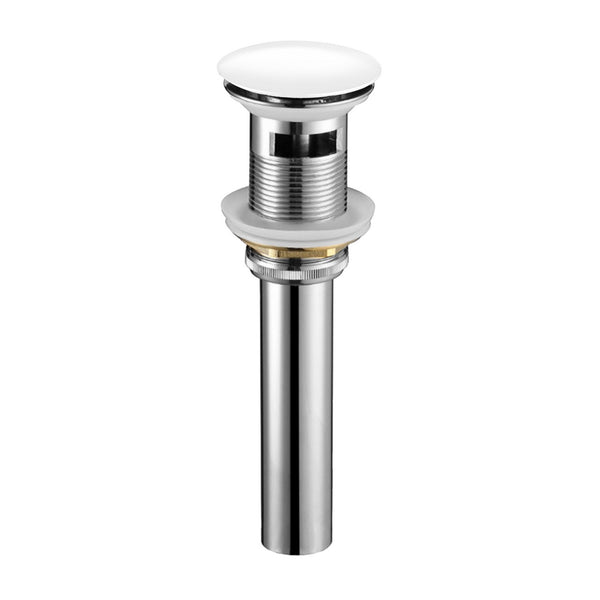 KubeBath Solid Brass Construction Pop-Up Drain With Overflow - White