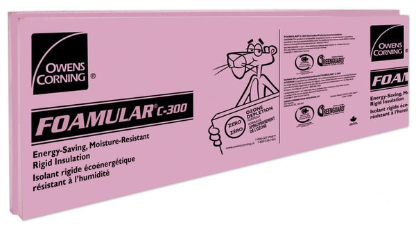 Owens Corning FOAMULAR C-300 XPS Rigid Foam Insulation Board; 1-inch x 24-inch x 96-inch R-5 Ship Lap Edge