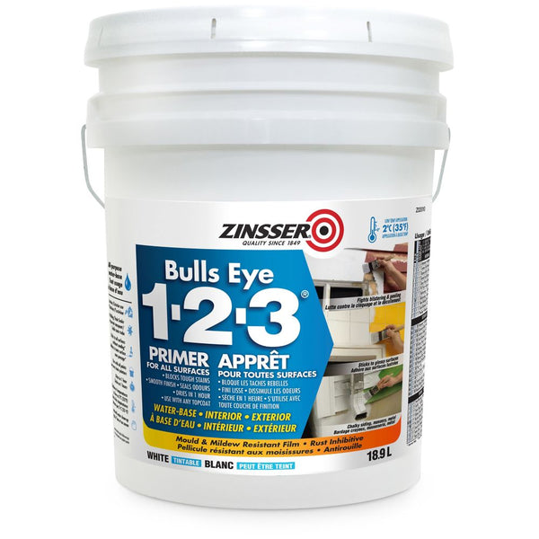 Bulls Eye 1-2-3 Water Base Primer for All Surfaces - Tintable White - 18.9 L