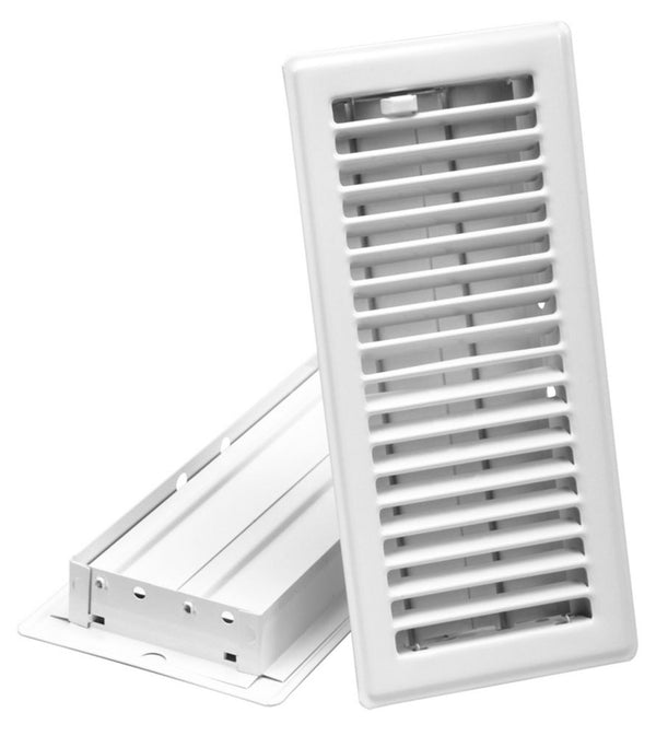 4 inch x 10 inch Floor Register - White