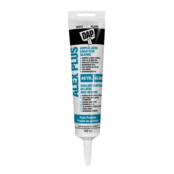 Alex Plus White Acrylic Latex Caulk with Silicone - 162 mL Tube