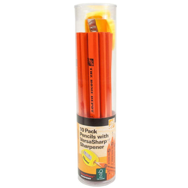 Carpenter Pencil and Sharpener - 10/Pack