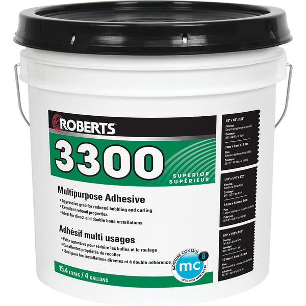 3300 Superior Grade Performance+ Carpet and Sheet Vinyl Flooring Adhesive & Glue - 15 L
