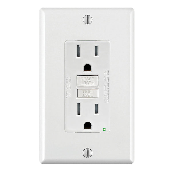 Decora 15 Amp Tamper-Resistant Slim GFCI Receptacle/Outlet With Wall Plate