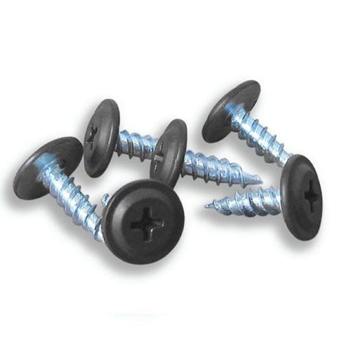 #2 Metal Self-Piercing Screws in Black for Aluminum Gutter Components -12/Pack