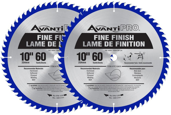 10-inch 60-Tooth Fine Finish Saw Blade (2-Pack)