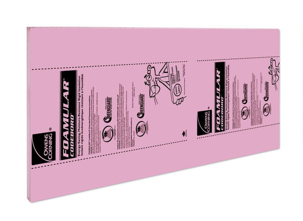 Owens Corning FOAMULAR CodeBord XPS Rigid Foam Insulation Board; 1-1/2-inch x 24-inch x 96-inch R-7.5 Ship Lap Edge