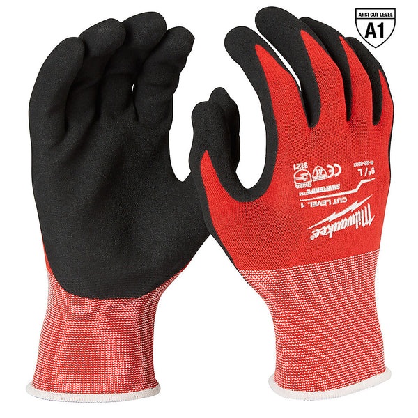  Large Red Nitrile Dipped Work Gloves