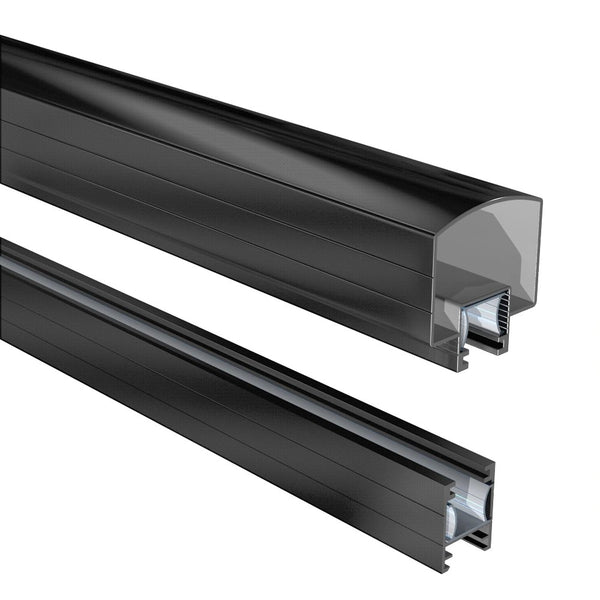 Peak Railblazers 6 ft. Aluminum Deck Railing Hand and Base rail in Matte Black