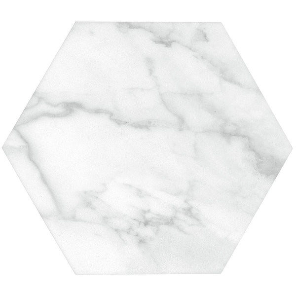 Enigma Riviera Carrara 8.5-inch Hexagon Porcelain Tile