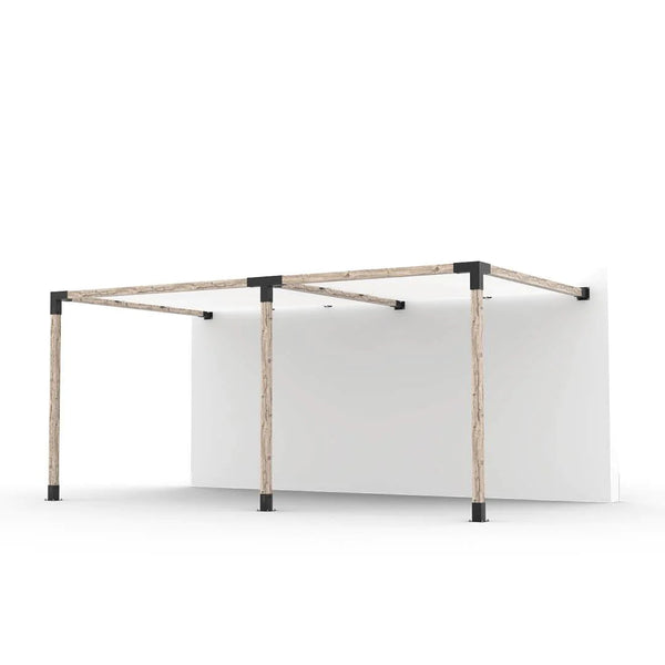 Toja Grid Double Wall Mount Pergola Kit with 2 SHADE SAILS for 4x4 Wood Posts, 10' x 18' -White