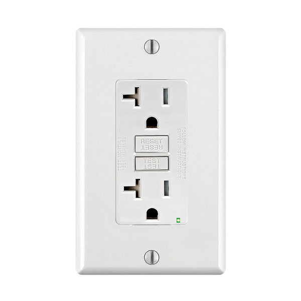 Leviton Decora 20 Amp Tamper-Resistant Slim GFCI Receptacle/Outlet With Wall Plate