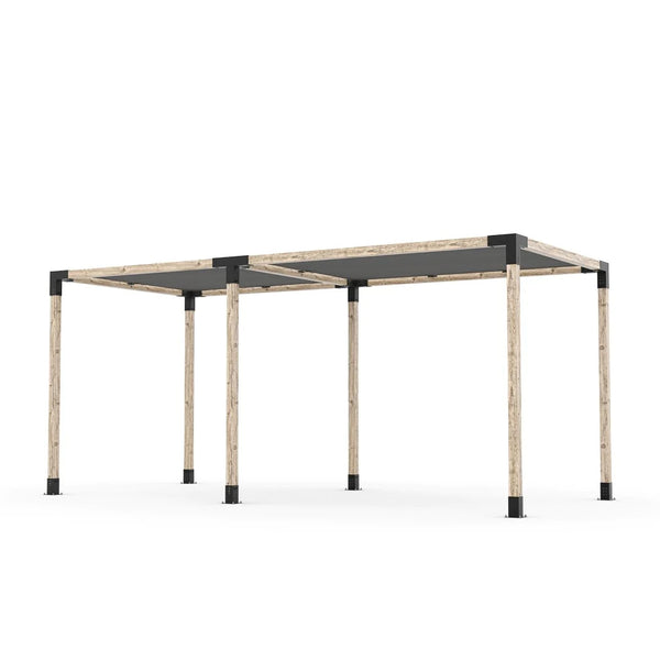 Toja Grid Double Pergola Kit with 2 SHADE SAILS for 4x4 Wood Posts, 8' x 18' -Graphite