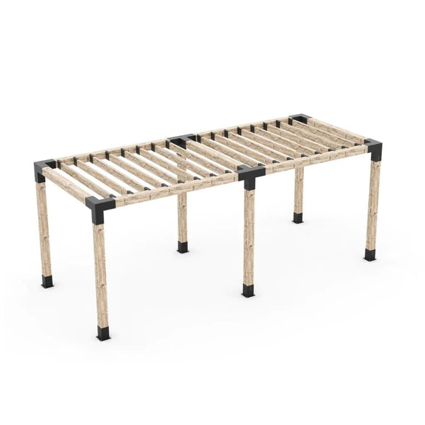 Toja Grid Double Pergola Kit for 6x6 Wood Posts with KNECT 2x6 Top Rafter Brackets