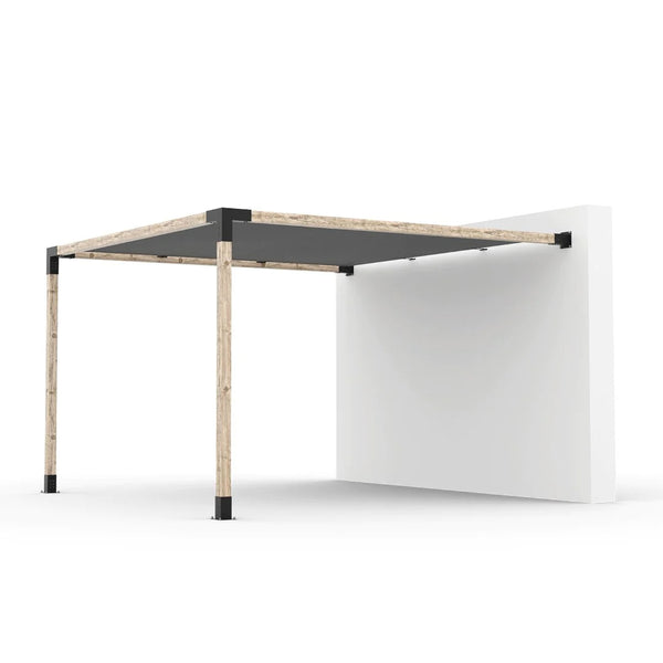 Toja Grid Wall Mount Pergola Kit with SHADE SAIL for 4x4 Wood Posts, 12' x 12' -Graphite