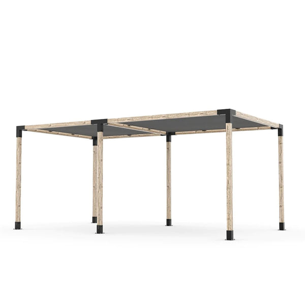 Toja Grid Double Pergola Kit with 2 SHADE SAILS for 4x4 Wood Posts, 10' x 18' -Graphite