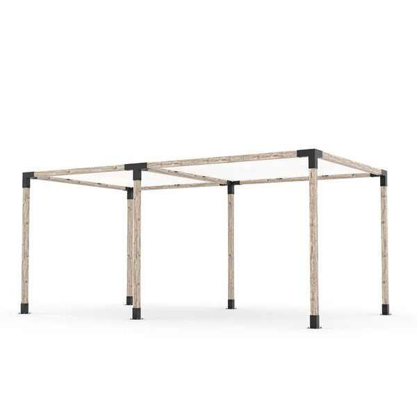 Toja Grid Double Pergola Kit with 2 SHADE SAILS for 4x4 Wood Posts, 10' x 18' -White