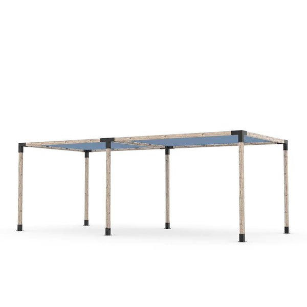 Toja Grid Double Pergola Kit with 2 SHADE SAILS for 4x4 Wood Posts, 10' x 22' -Denim