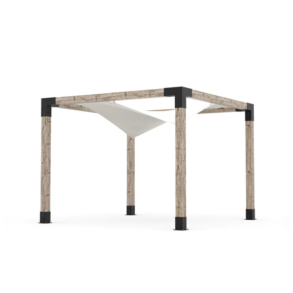 Toja Grid Pergola Kit with Waterproof Wing Top for 6x6 Wood Posts, 10' x 10' -White