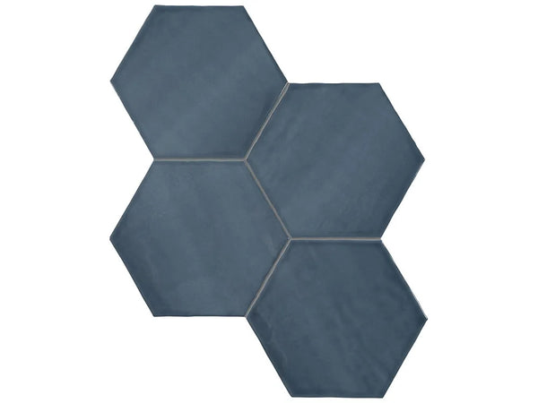 Anatolia 6 in (15 cm) Hexagon Teramoda Glossy Pressed Glazed Ceramic, INK