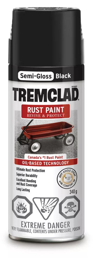 Oil-Based Rust Paint In Semi-Gloss Black Aerosol Spray Paint - 340 g