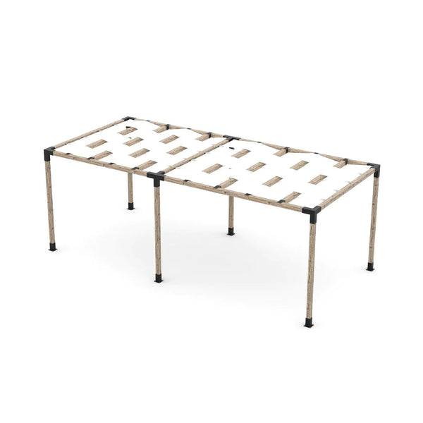 Toja Grid Double Pergola Kit with Wave Shades for 4x4 Wood Posts, 10' x 22' -White