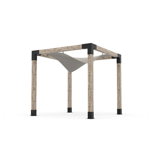 Toja Grid Pergola Kit with Waterproof Wing Top for 6x6 Wood Posts, 8' x 8' -Graphite