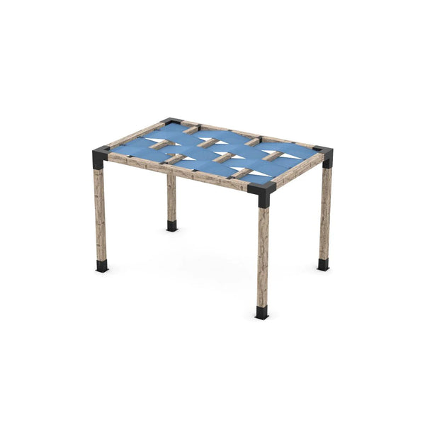 Toja Grid Pergola Kit with Wave Shades for 6x6 Wood Posts, 8' x 12' -Denim