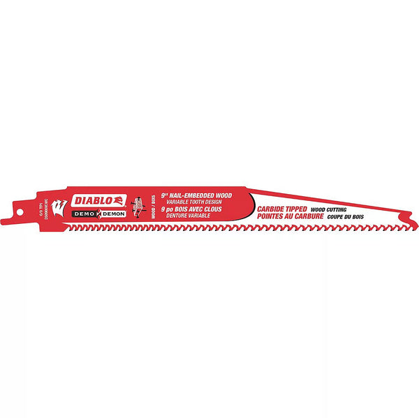 Diablo Demo Demon 9-inch 5/7 TPI Carbide Tipped Reciprocating Saw Blade for Nail Embedded Wood Cutting (3 Pack)