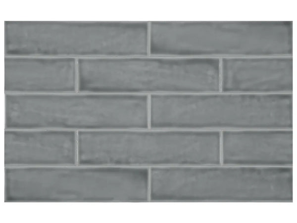 Anatolia 3 x 12 in (7.5 x 30 cm) Teramoda Glossy Pressed Glazed Ceramic, CHARCOAL