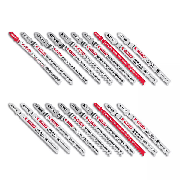 Diablo 10-36 TPI Bi-Metal T Shank Jigsaw Blade Kit/Set for Wood/Metal Cutting (20 Pieces)