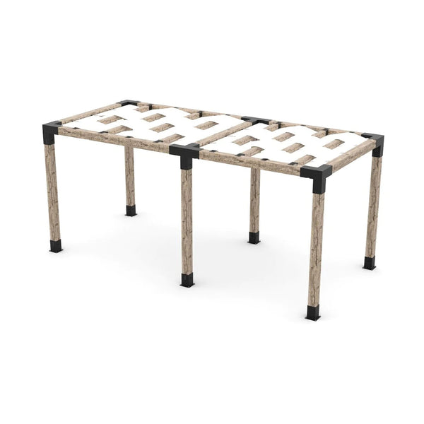 Toja Grid Double Pergola Kit with Wave Shades for 6x6 Wood Posts, 8' x 18' -White