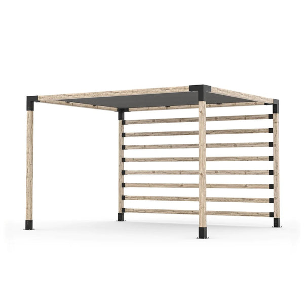 Toja Grid Pergola Kit with Post Wall for 4x4 Wood Posts, 10' x 12' -Graphite