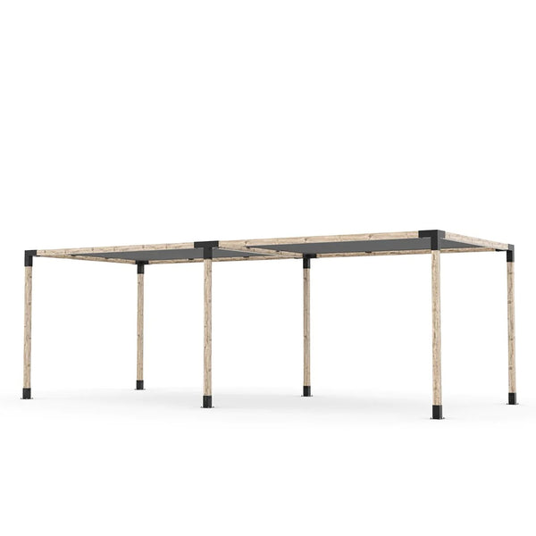 Toja Grid Double Pergola Kit with 2 SHADE SAILS for 4x4 Wood Posts, 10' x 24' -Graphite