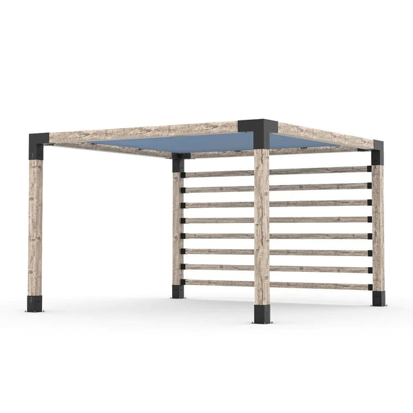 Toja Grid Pergola Kit with Post Wall for 6x6 Wood Posts, 12' x 12' -Denim