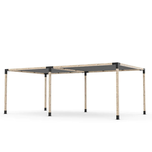Toja Grid Double Pergola Kit with 2 SHADE SAILS for 4x4 Wood Posts, 12' x 22' -Graphite