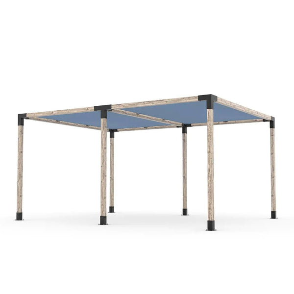 Toja Grid Double Pergola Kit with 2 SHADE SAILS for 4x4 Wood Posts, 12' x 16' -Denim