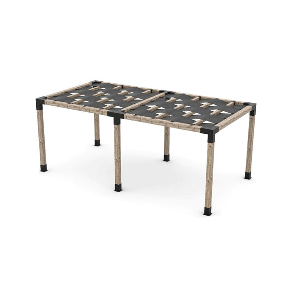 Toja Grid Double Pergola Kit with Wave Shades for 6x6 Wood Posts, 10' x 20' -Graphite