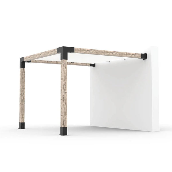 Toja Grid Wall Mount Pergola Kit With SHADE SAIL for 6x6 Wood Posts, 10' x 10' -White