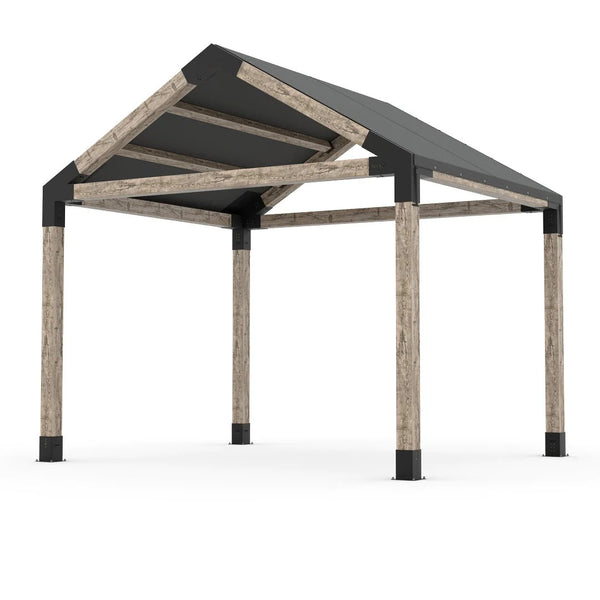 Toja Grid GRID 30 Single Pergola Kit with Water-Repellant Top for 6x6 Wood Posts, 12' x 10' -Graphite