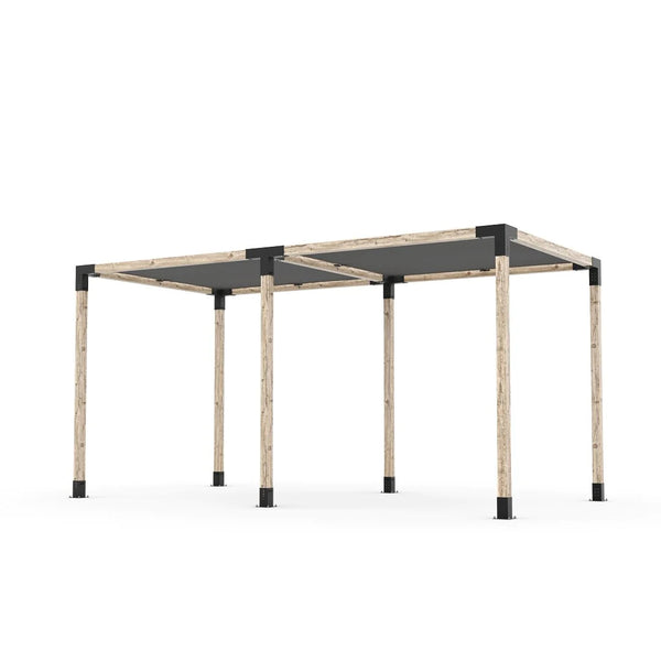 Toja Grid Double Pergola Kit with 2 SHADE SAILS for 4x4 Wood Posts, 8' x 16' -Graphite