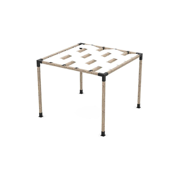 Toja Grid Pergola Kit with Wave Shades for 4x4 Wood Posts, 10' x 10' -White