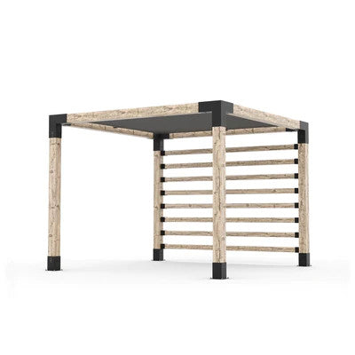 Toja Grid Pergola Kit with Post Wall for 6x6 Wood Posts, 10' x 10' -Graphite