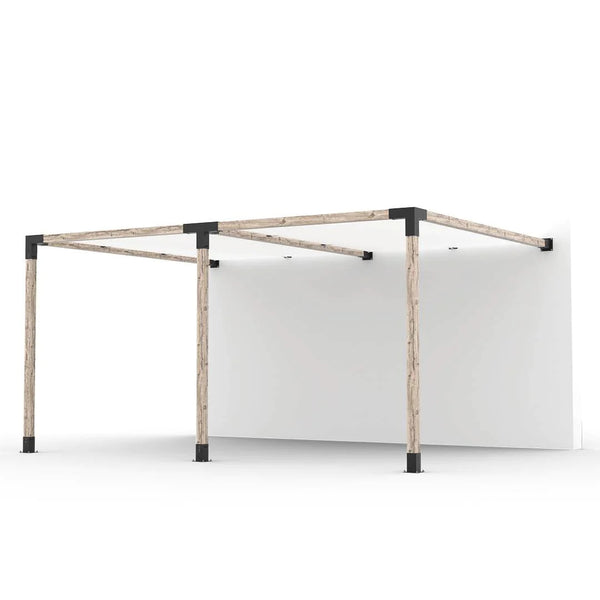 Toja Grid Double Wall Mount Pergola Kit with 2 SHADE SAILS for 4x4 Wood Posts, 12' x 16' -White