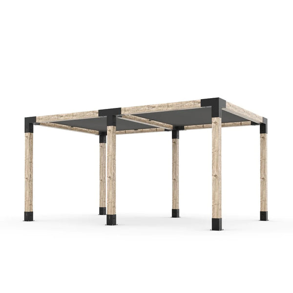 Toja Grid Double Pergola Kit with 2 SHADE SAILS for 6x6 Wood Posts, 10' x 16' -Graphite
