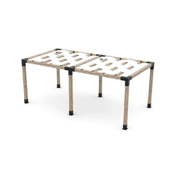 Toja Grid Double Pergola Kit with Wave Shades for 6x6 Wood Posts, 10' x 20' -White